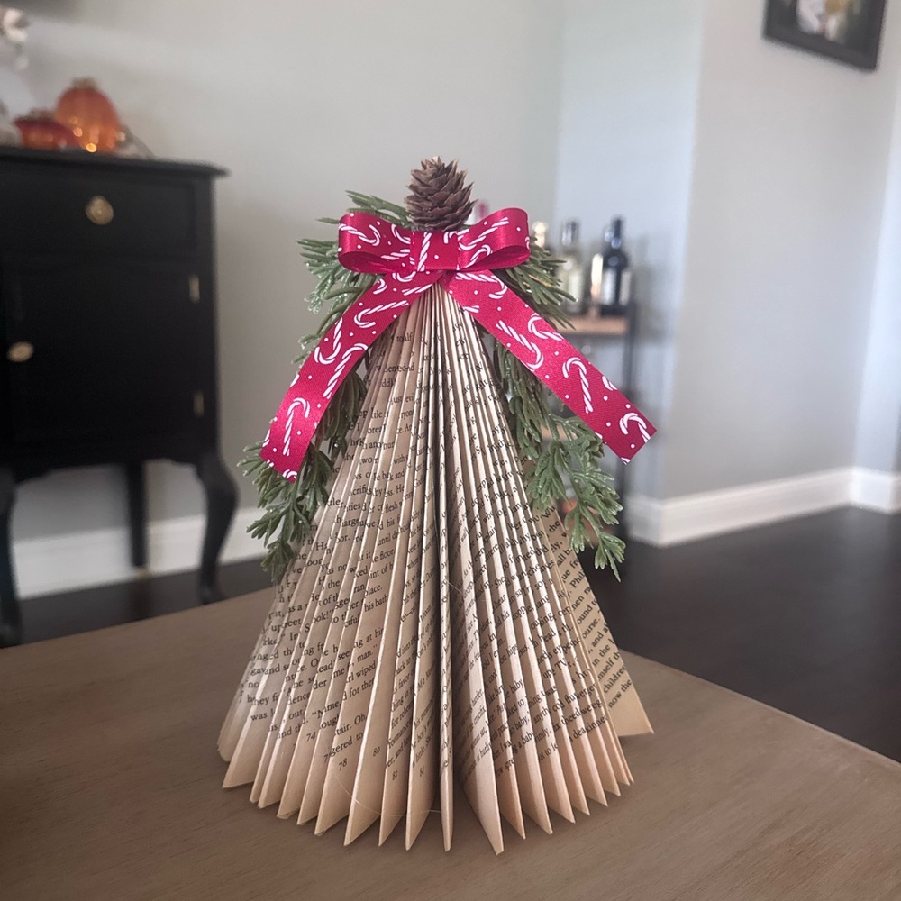 Handcrafted Holiday Paper Tree with Red Bow
